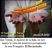 Lecturas bíblicas de hoy domingo 19 de abril, 2020