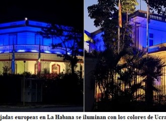 Embajadas europeas en Cuba se iluminan con los colores de la bandera de Ucrania